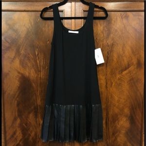 NWT Bailey44 black dress with leather car wash hem